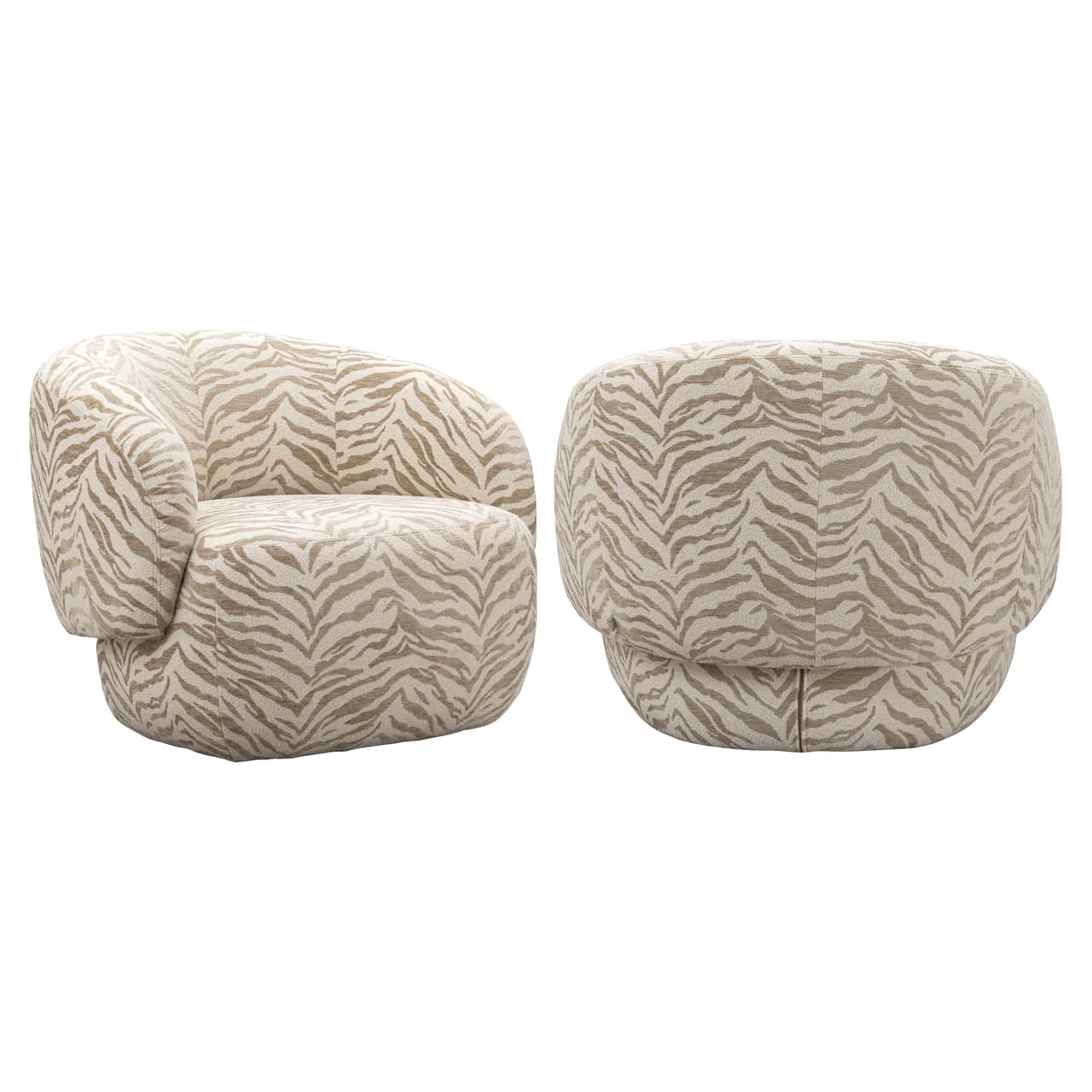 Loungestoel Milano beige met tijgerdessin