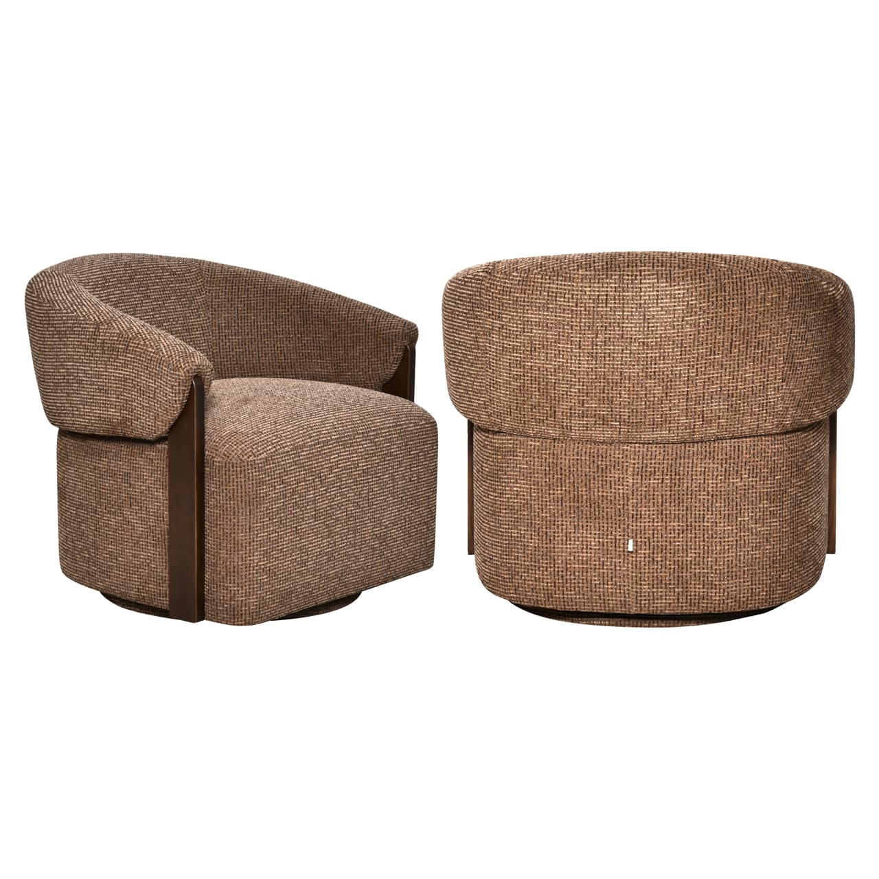Lounge stoel Marina brown blockweave swivel, brandvertragend
